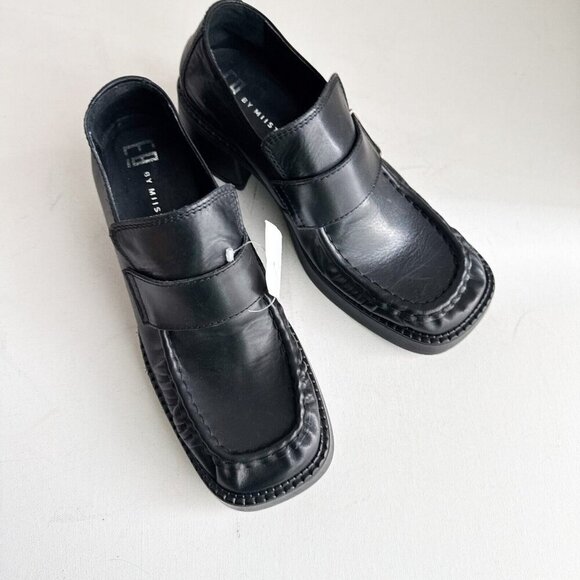 Miista Shoes - E8 by Miista Black Leather Square Toe Loafers 41